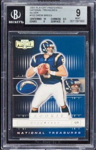 2001 Playoff Preferred Drew Brees National Treasures Silver Rookie /275 Bgs 9