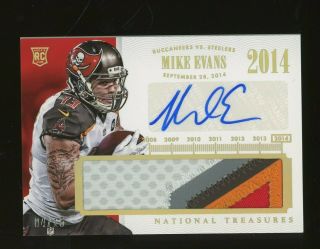 2014 National Treasures Mike Evans Rpa Rc Rookie 5 - Color Patch Auto 4/15