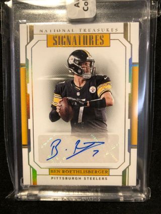 2018 National Treasures Ben Roethlisberger Signatures 3/5 Ssp Gold Steelers