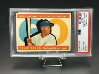 1960 Topps Baseball Ernie Banks All - Star Hof Psa Nm - Mt 8 560 Chicago Cubs