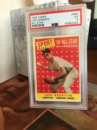 1958 Topps Luis Aparicio Chicago White Sox 483 Baseball Card Psa 5 Ex