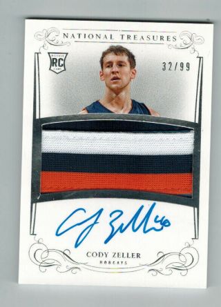 Cody Zeller 2013 - 14 National Treasures Rookie Patch Signature Auto Ed 32/99