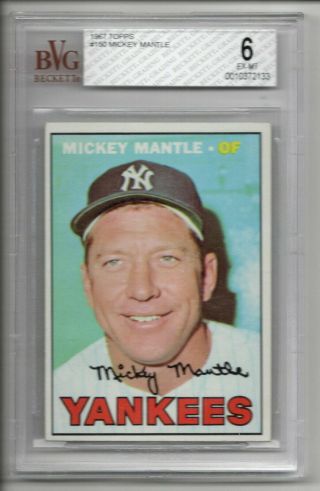 Mickey Mantle 1967 Topps 150 York Yankees Bgs Bvg 6