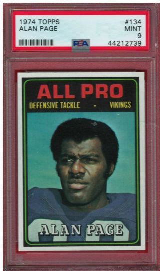 1974 Topps Alan Page 134 Psa Grade 9 Cond.  " Wow "