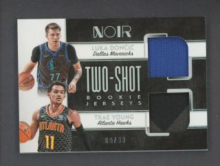 2018 - 19 Panini Noir Two - Shot Luka Doncic Trae Young Rc Rookie Jersey 9/99