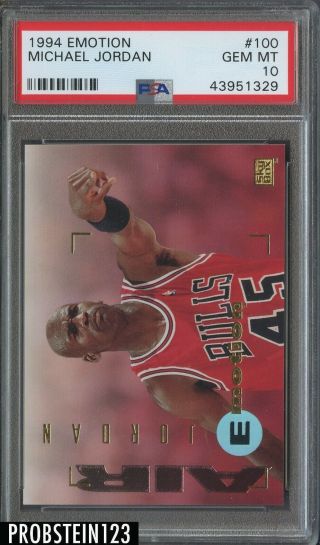 1994 - 95 Skybox Emotion 100 Michael Jordan Chicago Bulls Hof Psa 10 Gem