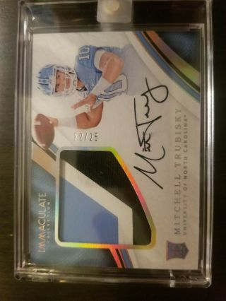 Mitchell Trubisky 2017 Immaculate Rc Rookie Patch 3 Color Patch Auto Sp 22/25