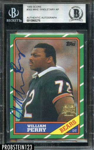 William Perry Signed 2001 Topps Archives 20 Rc Style 1986 Beckett Bas Auto