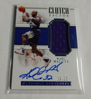 R11,  752 - Karl Malone - 2018/19 National Treasures Clutch Factor Auto Jersey /25