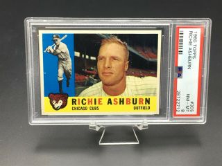 1960 Topps Baseball Richie Ashburn Hof Psa Nm - Mt 8 305 Chicago Cubs