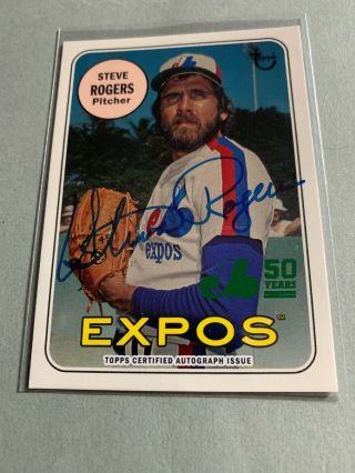 Steve Rogers 2019 Topps Archives Montreal Expos 50 Years Auto Green 49/99