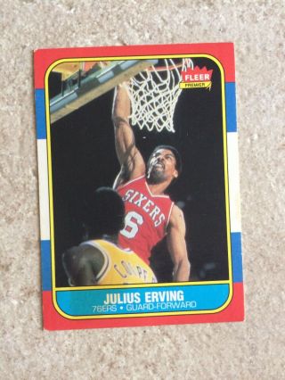 1986 Fleer 31 Philadelphia 76ers Julius " Dr J " Erving Basketball Card