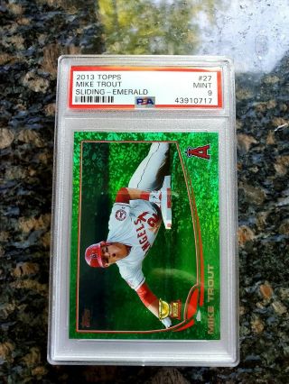 2013 Topps Emerald Mike Trout Psa 9 27 Sliding All Star Rookie Cup Hot Sp