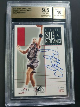 2002 - 03 Sp Game Jason Kidd Special Significance Auto Bgs 9.  5/10