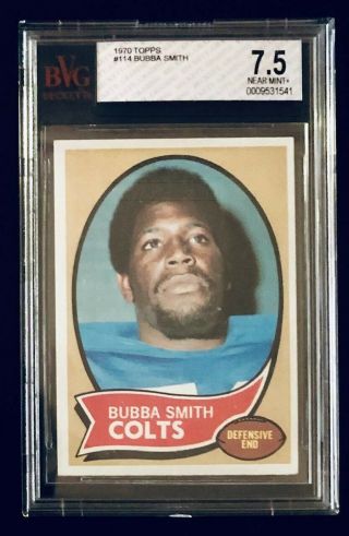 1970 Topps Bubba Smith Baltimore Colts 114 Rc Rookie Bvg 7.  5