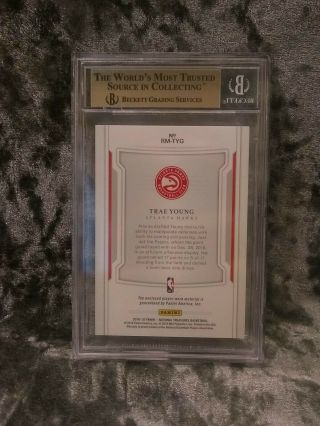 2018 - 19 National Treasures Trae Young Rookie Materials Prime BGS 9.  5 POP 1 2