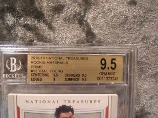 2018 - 19 National Treasures Trae Young Rookie Materials Prime BGS 9.  5 POP 1 3