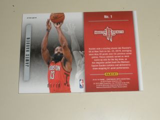 2018 - 19 Contenders Optic Playing The Numbers Game Gold Prizm James Harden 01/10 2