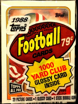 1988 Topps Football Cello Pack W/ Jerry Rice On Top 49ers Star Wr Hof