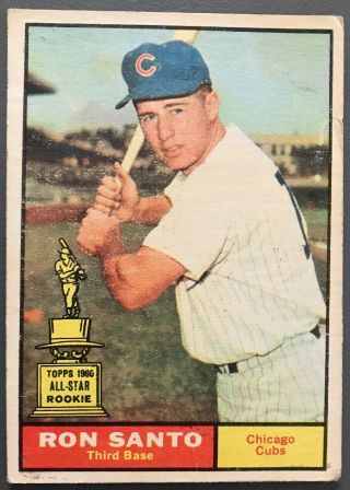 Ron Santo Chicago Cubs 1961 Topps 35 Rookie Card Rc