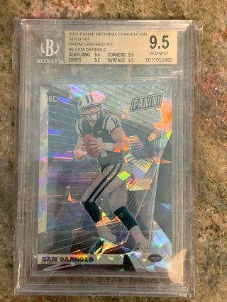 2018 Panini National Convention Sam Darnold Cracked Ice 12/50 Vip Jets Bgs 9.  5