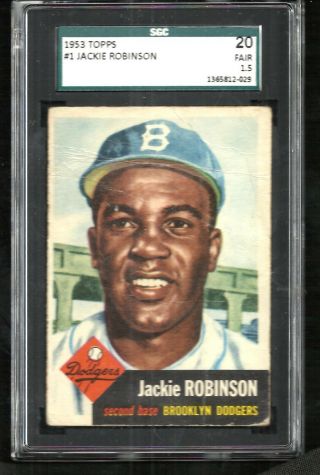 1953 Topps Jackie Robinson 1 Sgc 20 (1.  5) Fair Brooklyn Dodgers