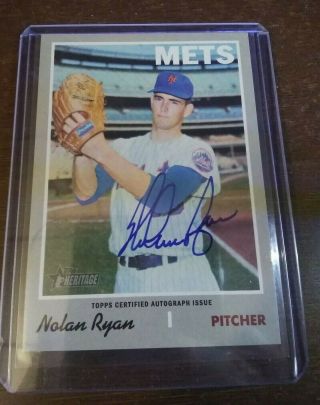 2019 Topps Heritage Real One Nolan Ryan Autograph Hand Signed Trading Card