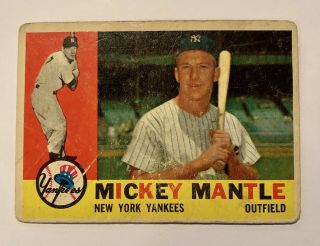 1960 Topps Set Break 350 - Mickey Mantle Ny Yankees Hof Legend