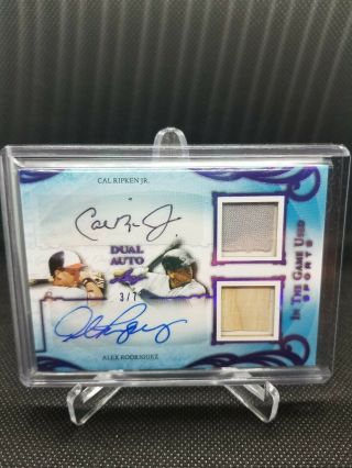 Cal Ripken Jr Alex Rodriguez 2019 Leaf In The Game Itg Auto Jersey 3/7