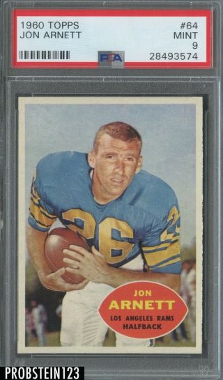 1960 Topps Football 64 Jon Arnett Los Angeles Rams Psa 9