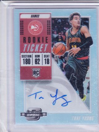 2018 - 19 Contenders Optic Rookie Season Ticket Trae Young Rc Auto Prizm