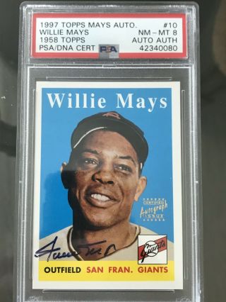 1997 Topps Willie Mays Autograph 1958 Topps Psa Dna