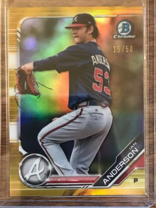 2019 Bowman Chrome Prospects Ian Anderson Gold Shimmer Refractor 38/50 Sp