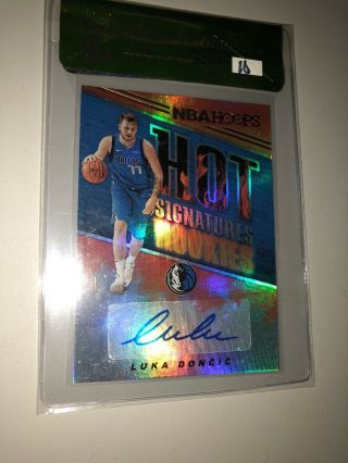 2018 - 19 Panini Nba Hoops Luka Doncic Auto Rc Hot Signatures Rookie Bgs 9.  5 10