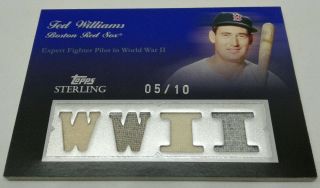 2008 Topps Sterling Stardom Quad Relics Ted Williams 4×game - Worn Jersey Sp D/10