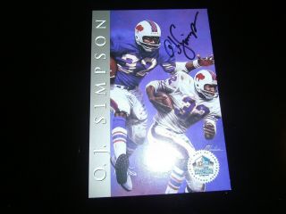 O.  J.  Simpson 1998 Football Hall Of Fame Signature Autograph Post Card Auto /2500
