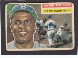 1956 Topps 30 Brooklyn Dodgers Hof Jackie Robinson Gray Back