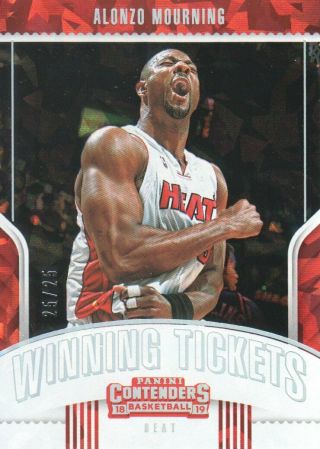 2018 - 19 Panini Contenders Winning Tickets Cracked Ice 1 Alonzo Mourning 25/25