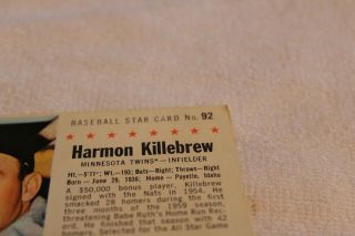 92 HARMON KILLEBREW 1961 POST CEREAL BASEBALL CARD HANDCUT (11) 3