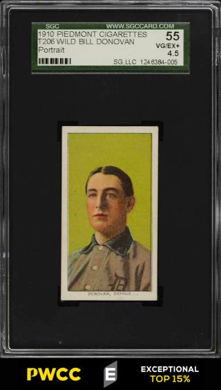1909 - 11 T206 Wild Bill Donovan Portrait Sgc 4.  5 Vgex,  (pwcc - E)