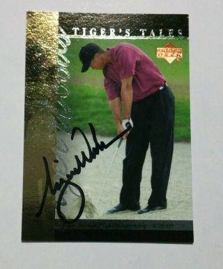 Tiger Woods 2001 Ud Tiger Woods Tales Hand Sign Autograph Insert Card Tt27 W/coa