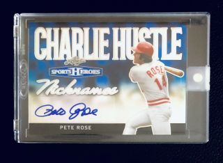 2018 Leaf Sports Heroes Pete Rose Auto Charlie Hustle Nicknames Blue Sp 9/15