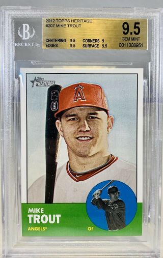 Mike Trout 2012 Topps Heritage Rookie Beckett Graded Gem 9.  5 