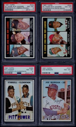 PSA 8 1967 Topps 131 York Yankees Team with Mickey Mantle & Whitey Ford 2