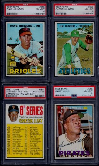 PSA 8 1967 Topps 131 York Yankees Team with Mickey Mantle & Whitey Ford 3