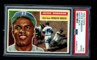 1956 Topps Baseball Card - 30 Jackie Robinson,  Psa 2 Good