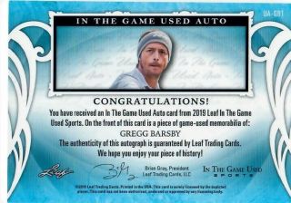 GREG BARSBY 2019 LEAF ITG In The Game Auto Jersey Relic Red 4/5 DISC GOLF 2