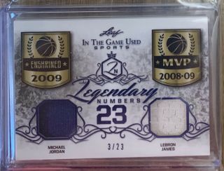 2019 Leaf In The Game Michael Jordan And Lebron James Dual Relic 3/23