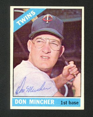 1966 Topps Don Mincher 388 - Minnesota Twins - Signed Autograph Auto - Nm
