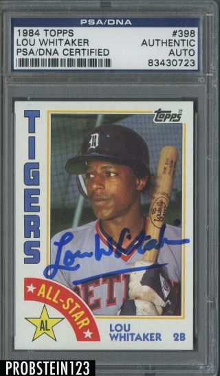 1984 Topps 398 Lou Whitaker Signed Auto Detroit Tigers Psa/dna Authentic